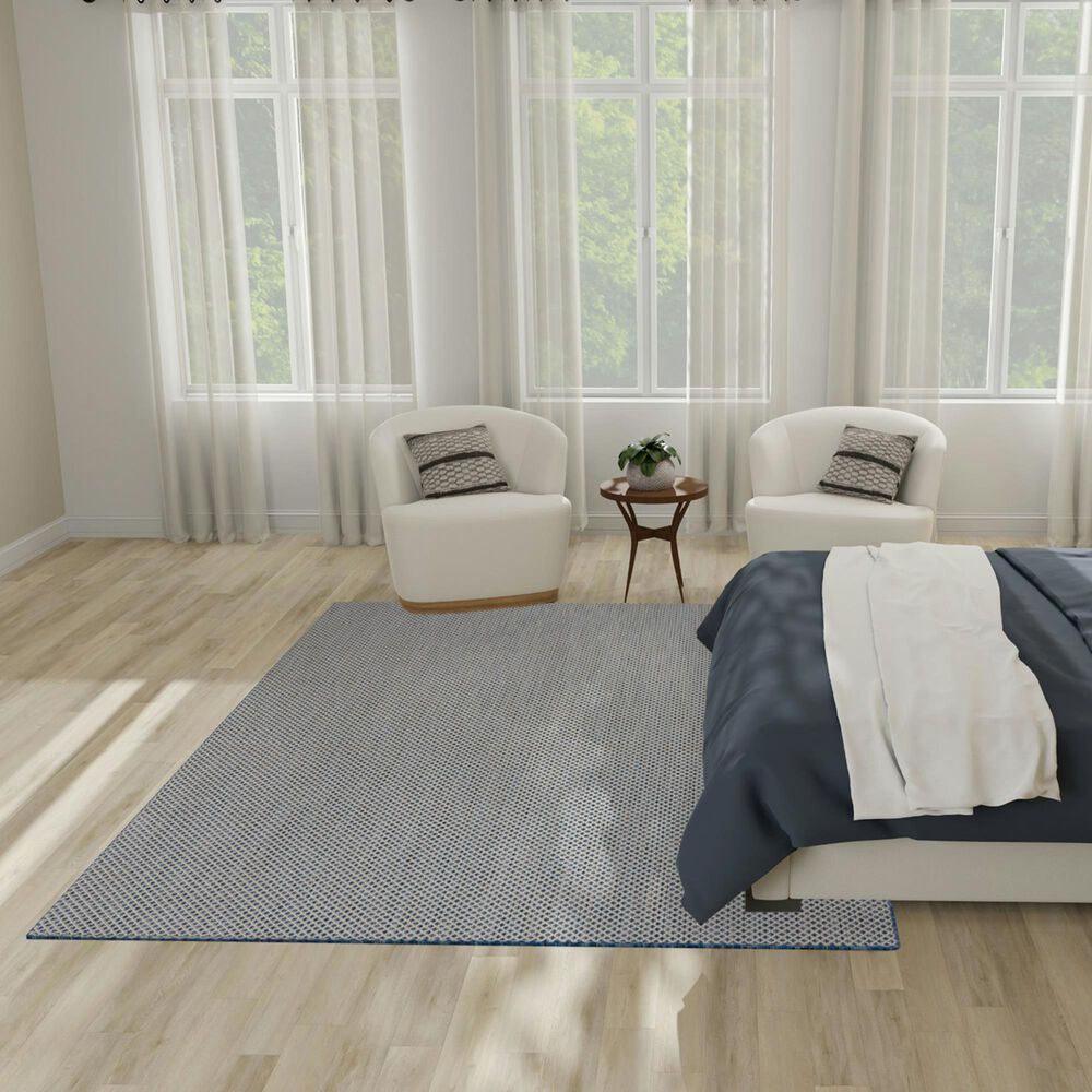 Nourison Courtyard Ivory and Blue 6&#39; x 9&#39; Indoor/Outdoor Area Rug, , large