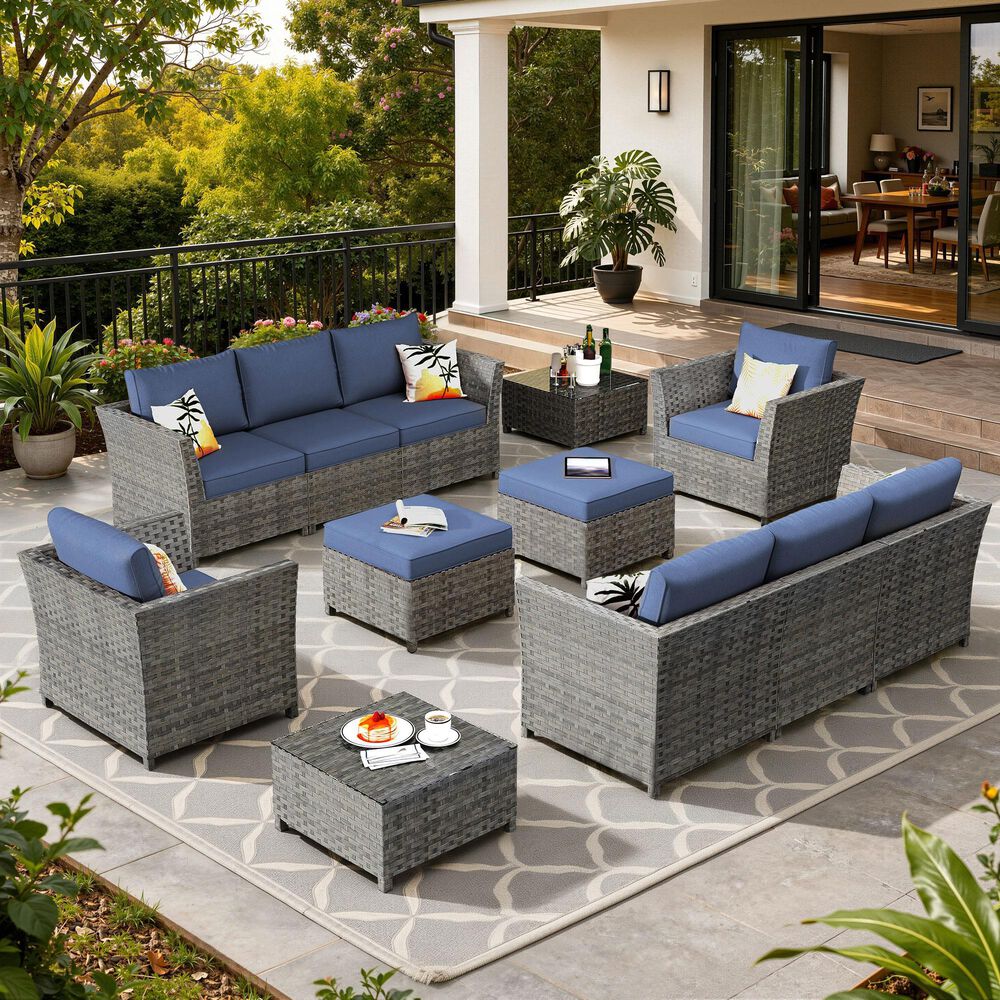 HOMLUX 12-Piece Patio Conversation Set in Denim Blue, , large