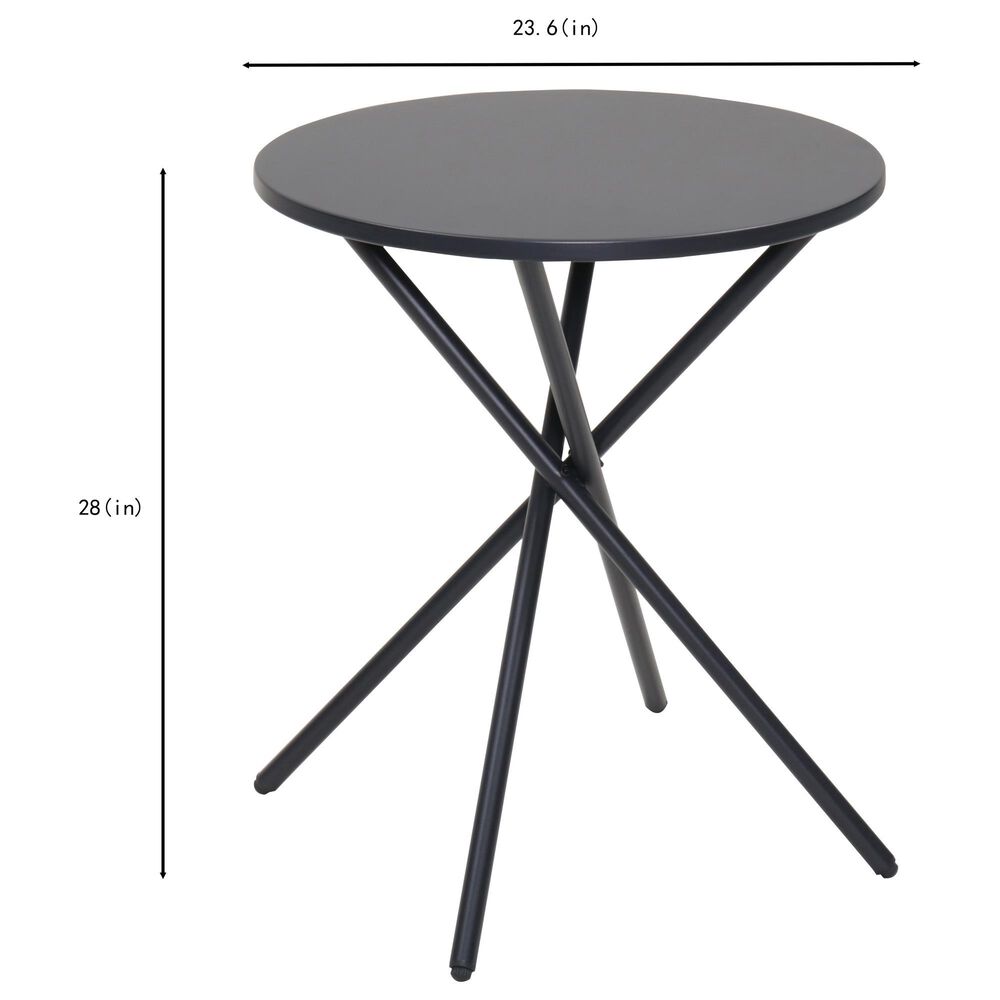 Hearth and Haven 3-Piece Outdoor Round Bistro Set with Beige Cushion in Black, , large