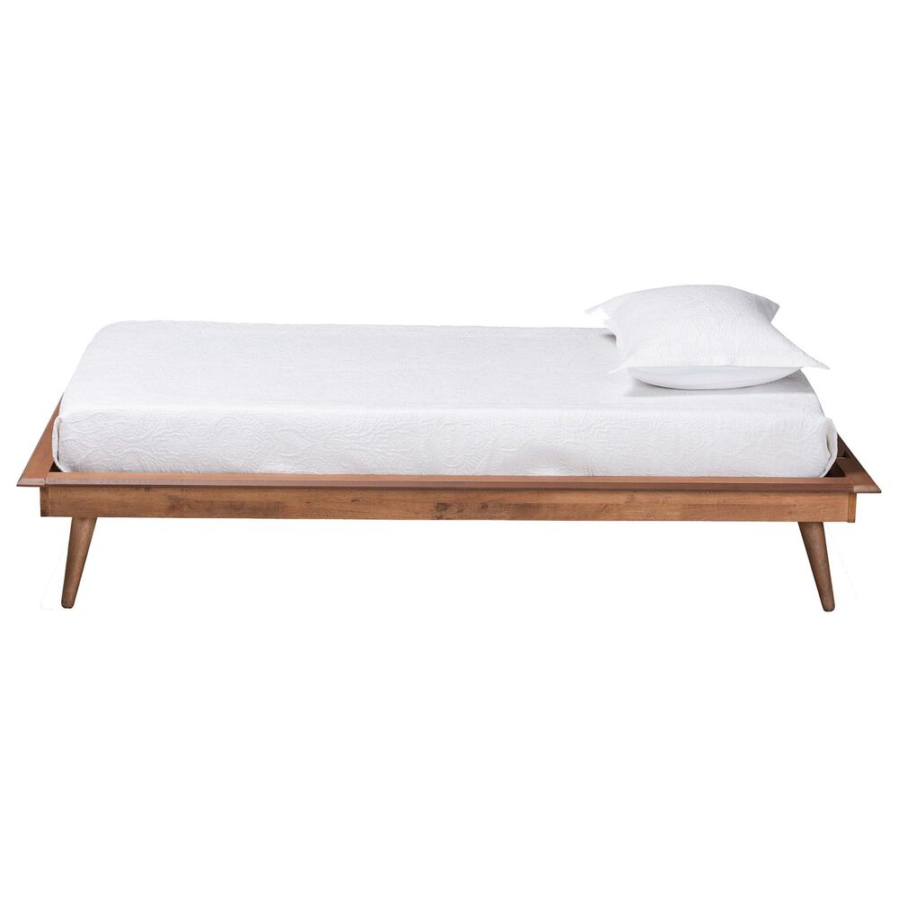 Baxton Studio Karine Twin Platform Bed Frame in Walnut Brown, , large