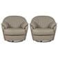Natuzzi Editions Gratitudine Leather Swivel Rocker Chair in Greige (Set of 2), , large