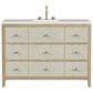 James Martin Vanities Celeste 48" Single Vanity in Sun-washed Oak with Embossed Shagreen and with 3 cm White Zeus Quartz Top, , large