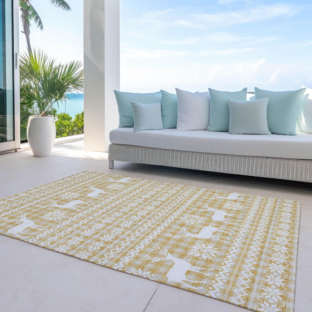 Dalyn Rug Company Wonderland WN28 3&#39; x 5&#39; Gold Indoor/Outdoor Area Rug, , large