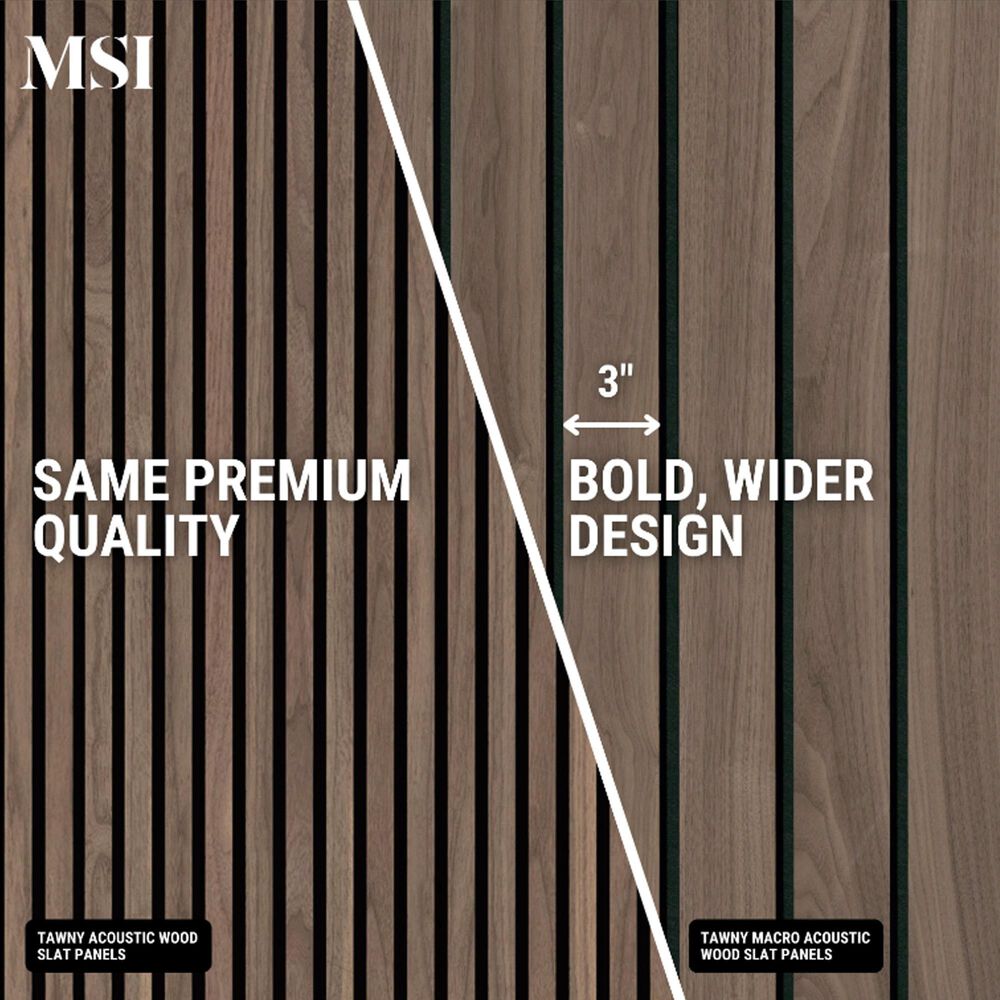 MS International Sonowood Natural Macro 10.6" x 94" Acoustic Wood Slat Panels, , large