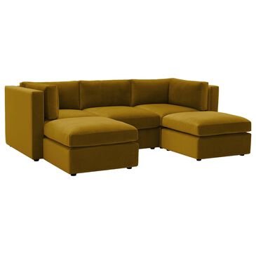 Joybird Daya 5-Piece Right and Left Facing U-Shaped Sectional in Sorrento Marigold Velvet, , large