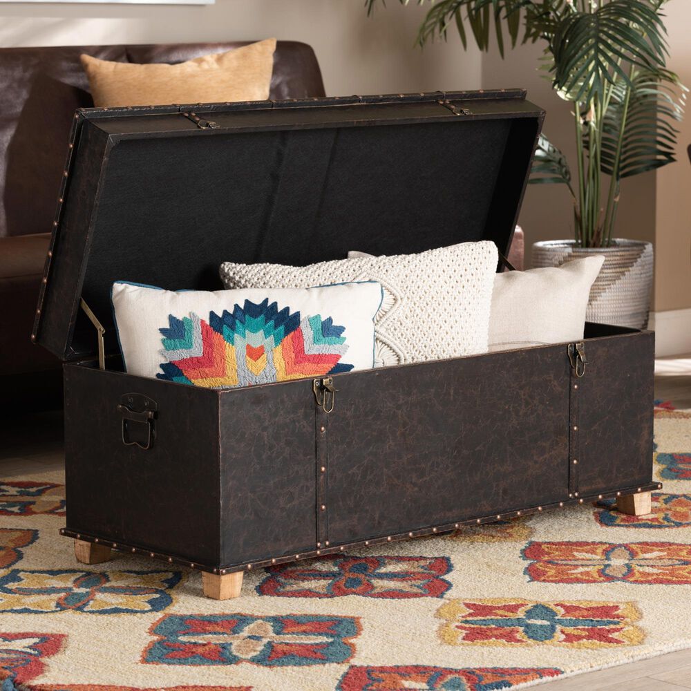 Baxton Studio Janna Storage Ottoman in Dark Brown, , large