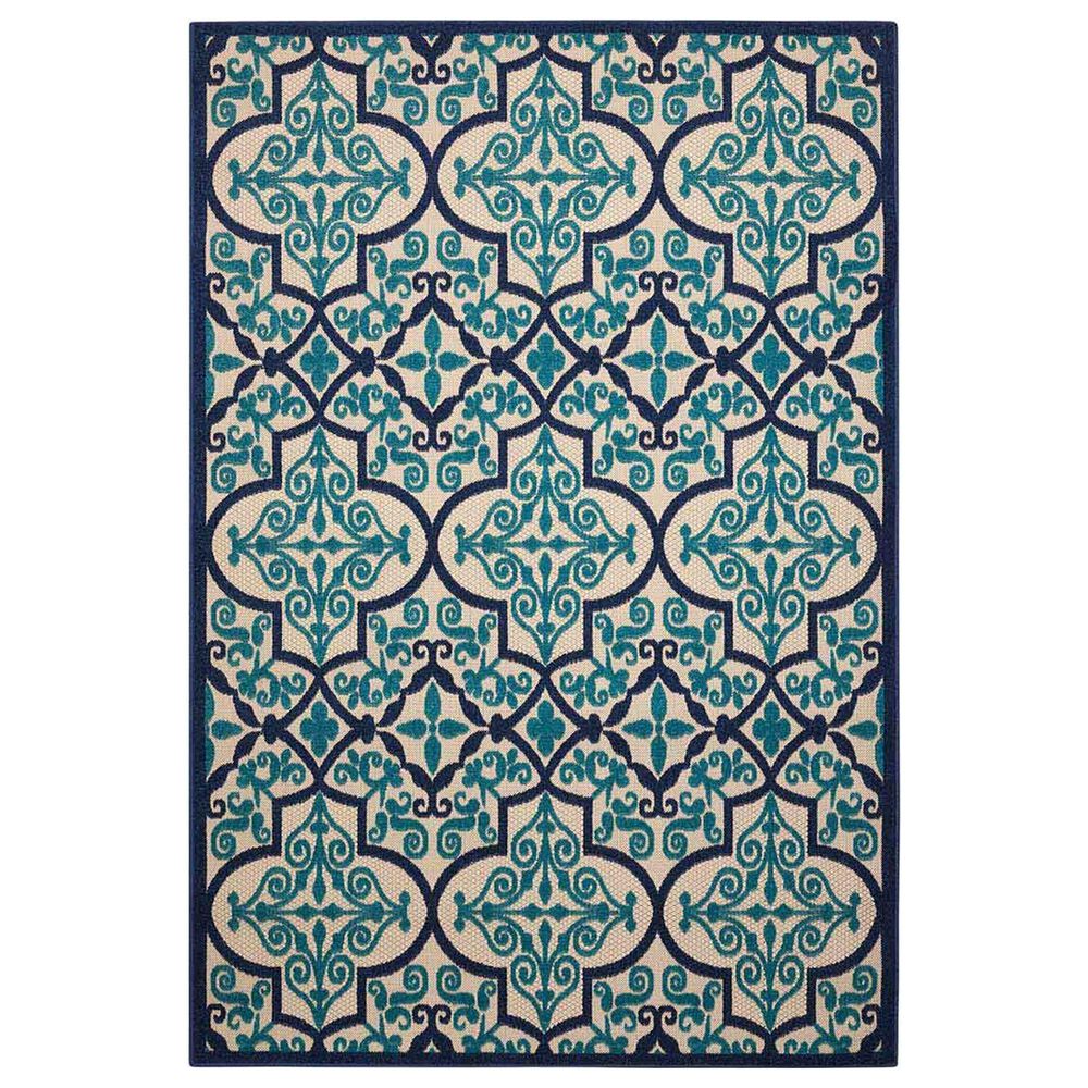 Nourison Aloha Geometric 7"10" x 10"6" Navy Indoor/Outdoor Area Rug, , large