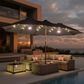 HOMLUX 2-Piece 14.5 ft Patio Umbrella and All-weather Rattan Rectangular Coffee Table Outdoor Set in Dark Gray, , large