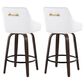 LumiSource Hannah Swivel Counter Stool with White Faux Leather Upholstery in Walnut and Black (Set of 2), , large
