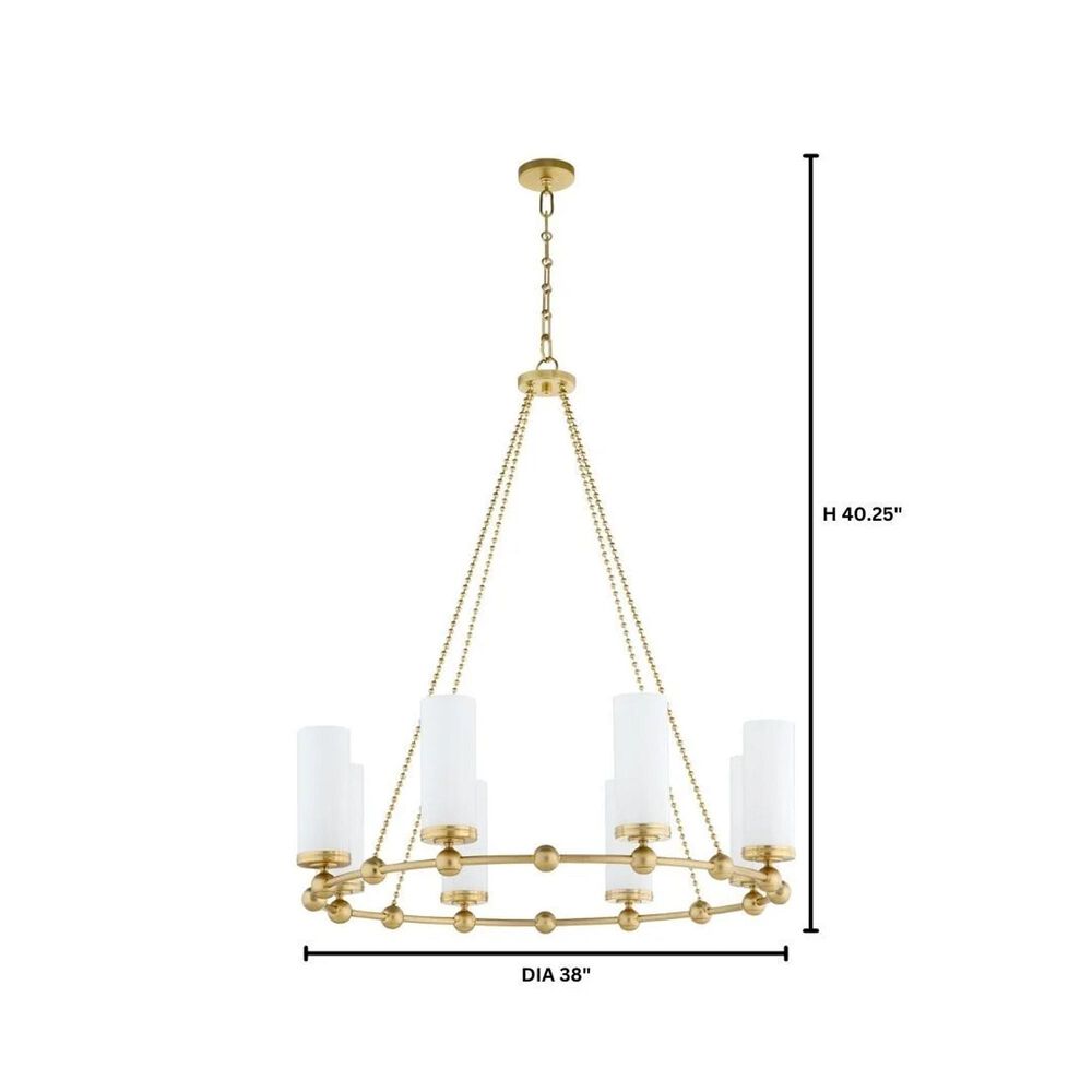 Quorum Lee Blvd 2.0 8 Light Chandelier in Aged Brass, , large