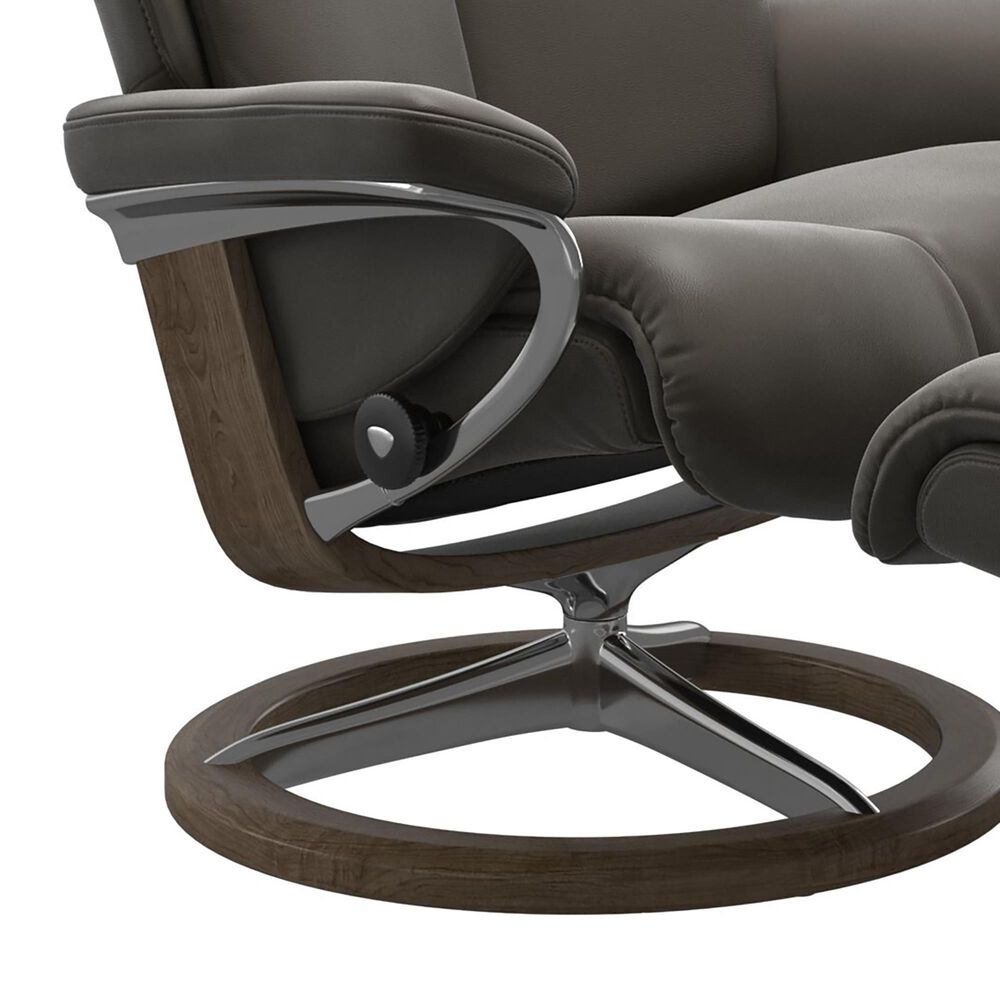 Stressless Magic Medium Leather Chair and Ottoman in Paloma Metal Grey, , large
