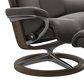 Stressless Magic Medium Leather Chair and Ottoman in Paloma Metal Grey, , large