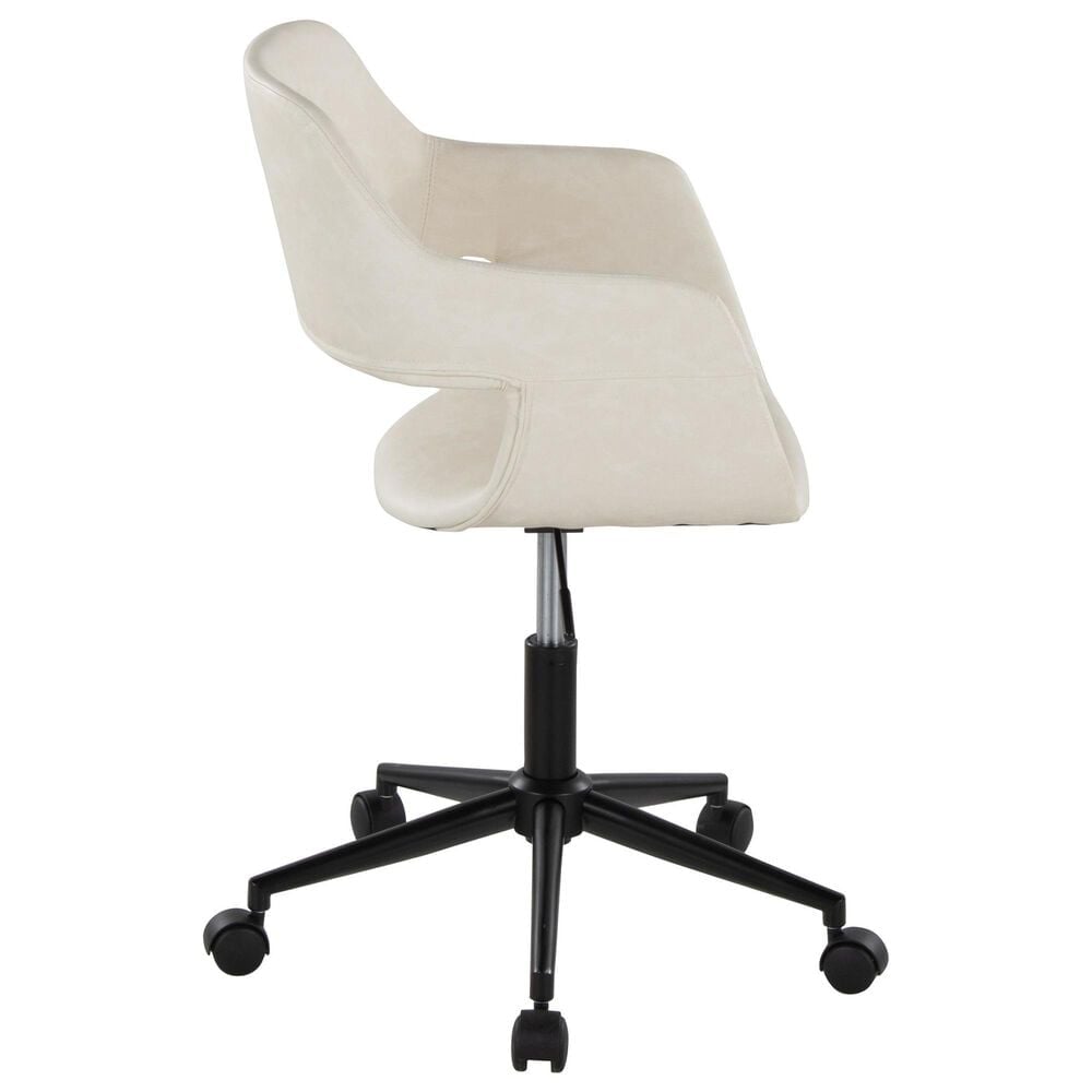 Lumisource Margarite Task Chair with Cream Faux Leather Cushion in Black, , large