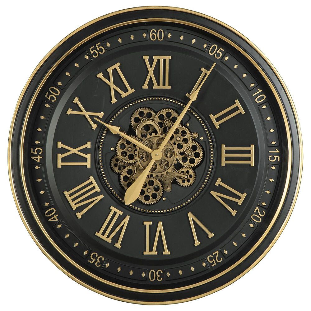 Ashley Dairton Wall Clock in Black and Gold, , large