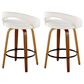 LumiSource Grotto Swivel Counter Stool with White Velvet Upholstery in Walnut Wood and Black (Set of 2), , large