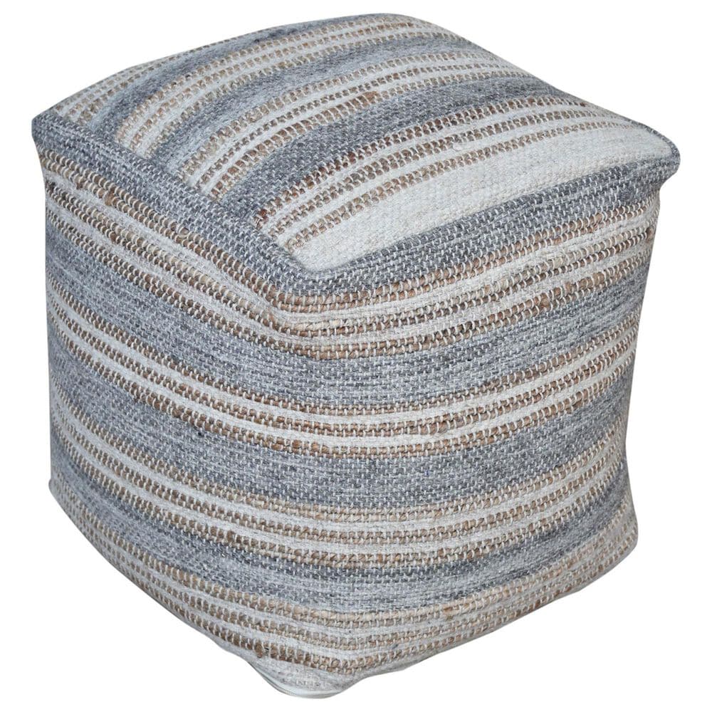 Uttermost Mesick Pouf in Light Grey and Cream, , large