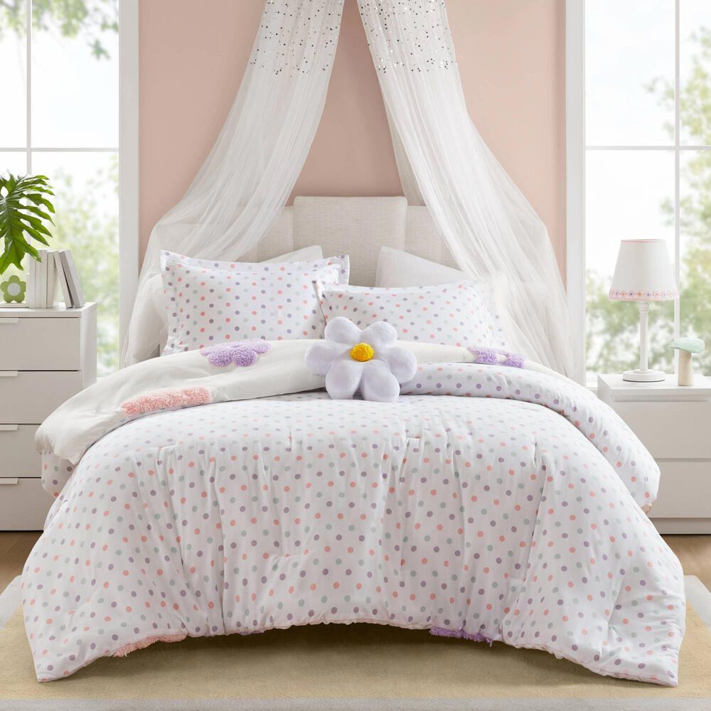Hampton Park Gracie 4-Piece Full/Queen Comforter Set in White and Purple, , large