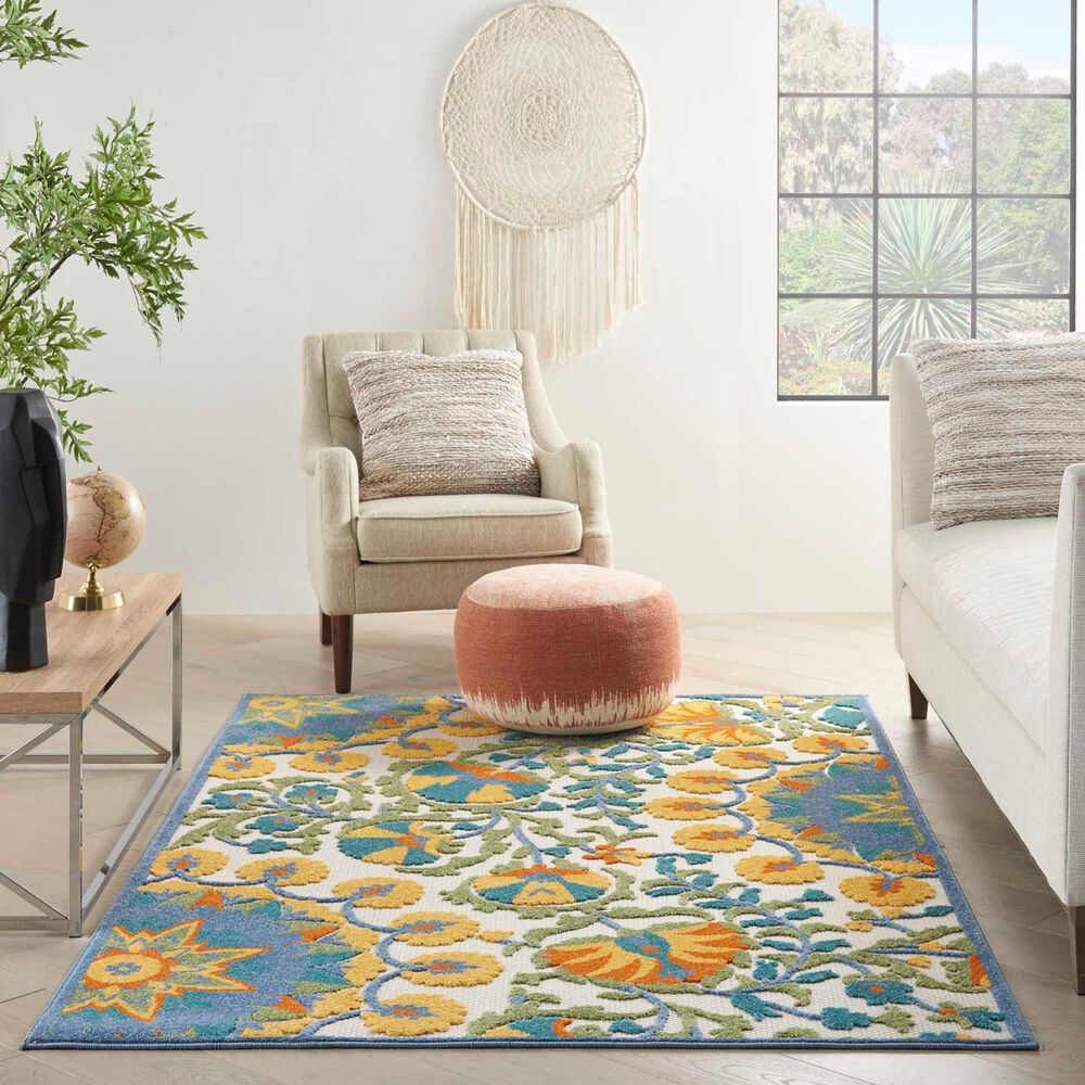 Nourison Aloha 12&#39; x 15&#39; Blue, Yellow, Orange, Green and White Indoor/Outdoor Area Rug, , large