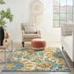 Nourison Aloha 12" x 15" Blue, Yellow, Orange, Green and White Indoor/Outdoor Area Rug, , large