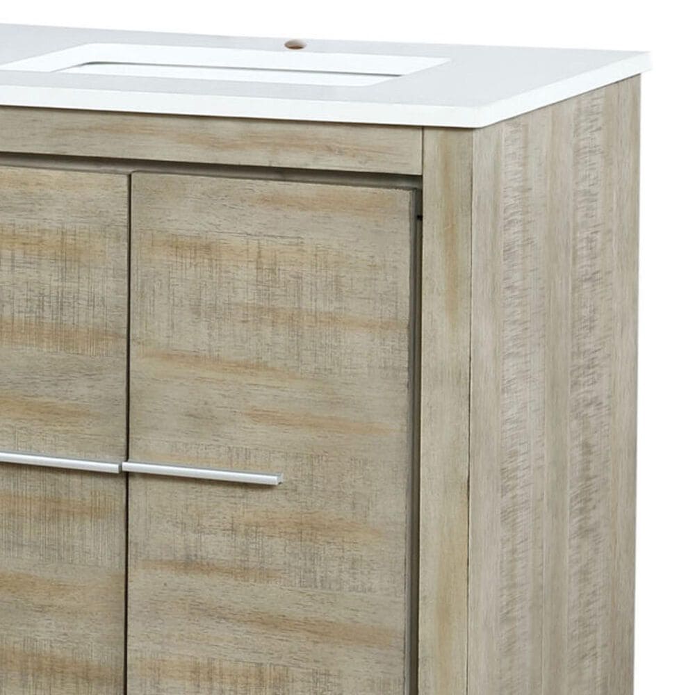 Lexora Home Lafarre 60&quot; Double Bathroom Vanity in Rustic Acacia with 2 cm White Cultured Marble Top and Rectangular Sinks, , large