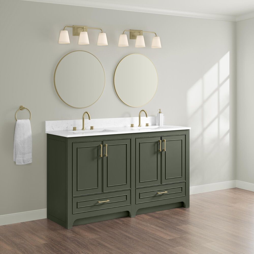 37B Lucerne 60" Double Bathroom Vanity in Deep Olive Green with Marble Top and Backsplash, , large
