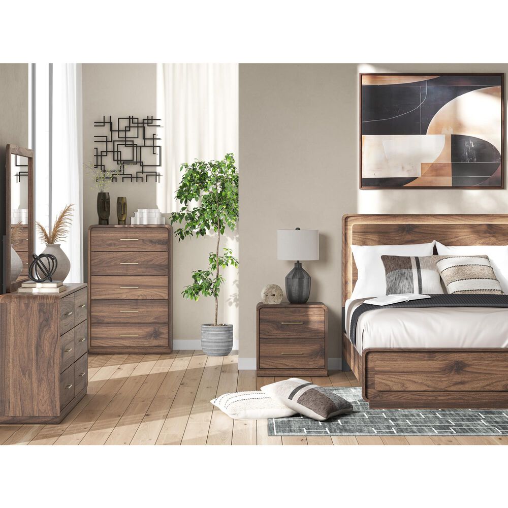 Ashley Fortlorn Dresser and Mirror in Walnut Brown, , large