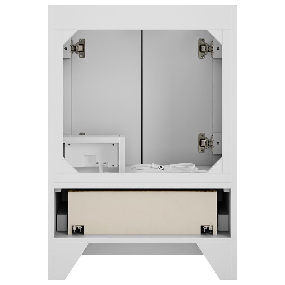 37B Lucerne 24" Single Bathroom Vanity Cabinet in Bright White with Marble Top and Backsplash, , large
