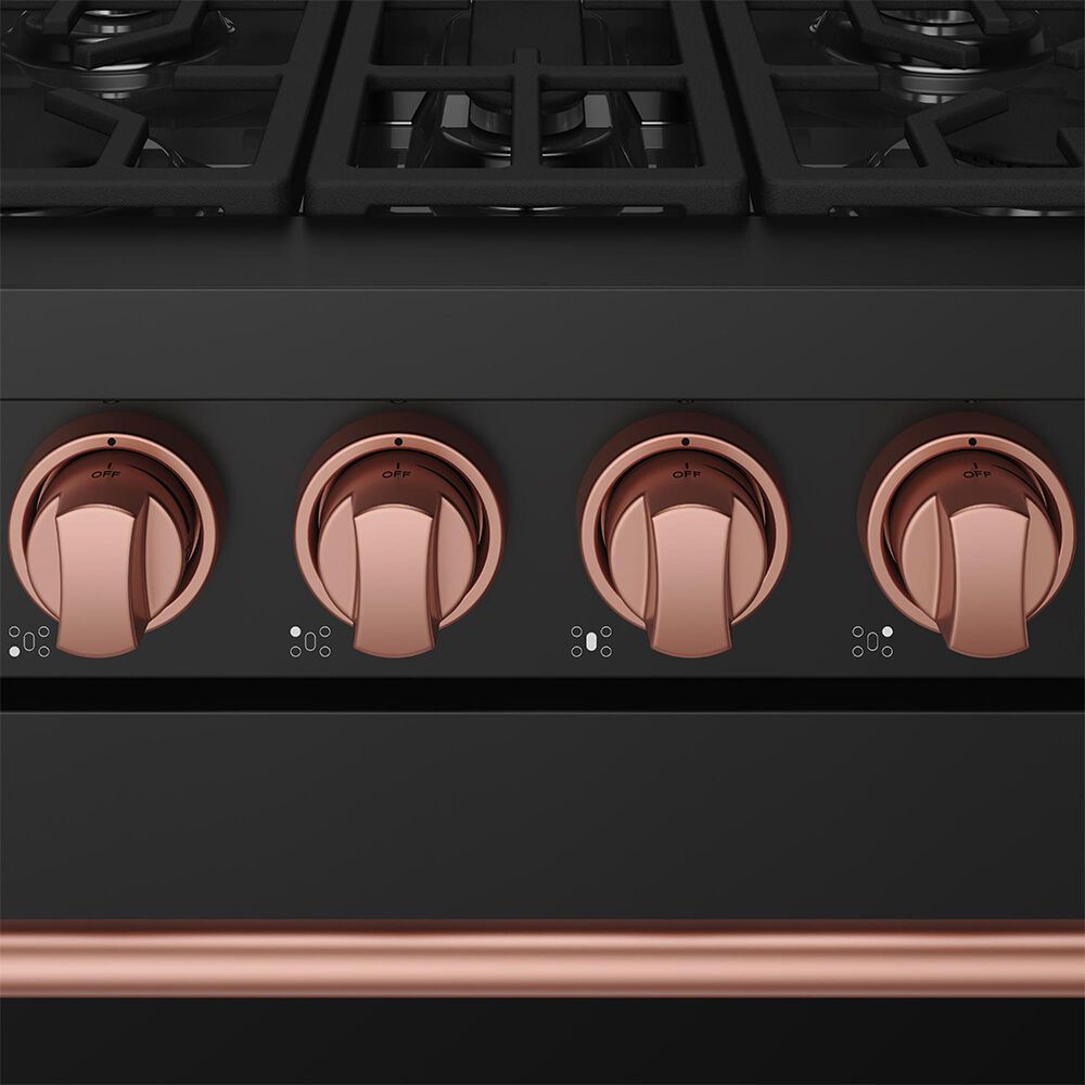 Thor Kitchen Gordon Ramsay 4.6 Cu. Ft. Professional Liquid Propane Range with Rose Gold Handle Kit in Black, , large