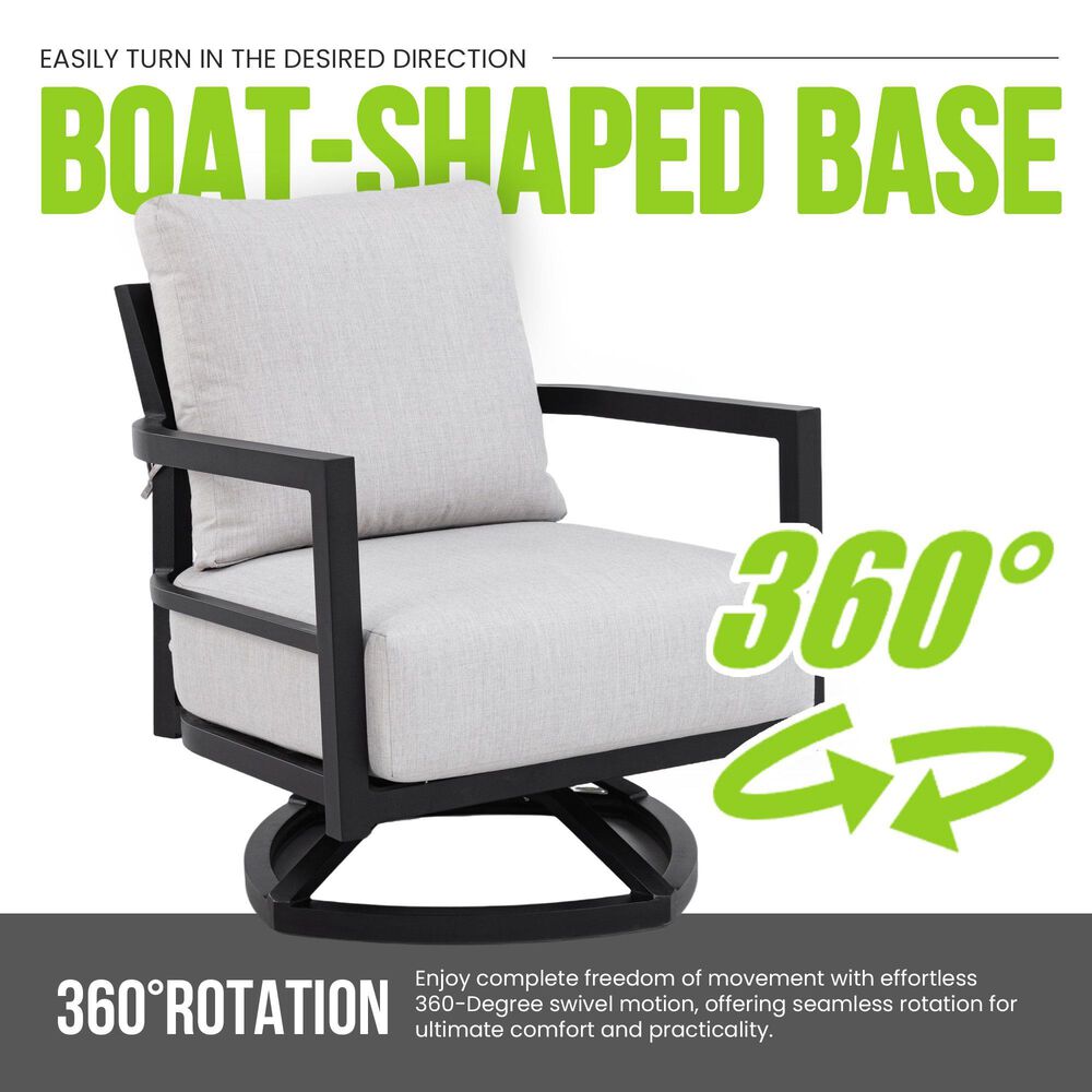 Hearth and Haven Outdoor Swivel Lounge Chair in Ember Black, , large
