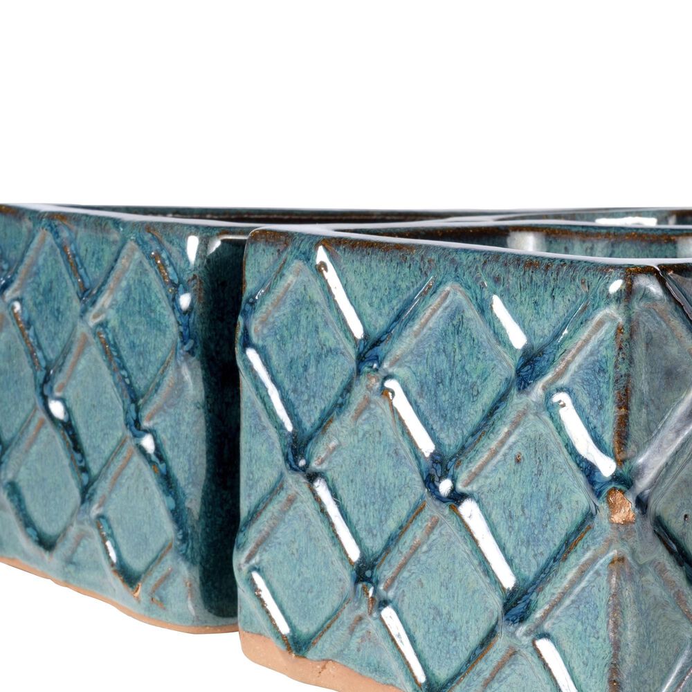 Alfresco Home Trellis Square Umbrella Patio Planter in Atlantis Blue &#40;Set of 2&#41;, , large