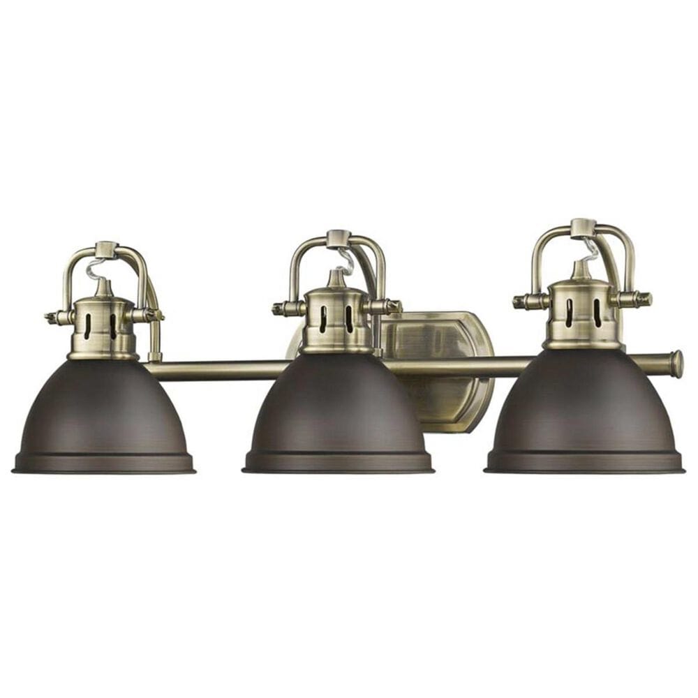 Golden Lighting Duncan 3-Light Bath Vanity in Aged Brass with Rubbed Bronze Shades, , large