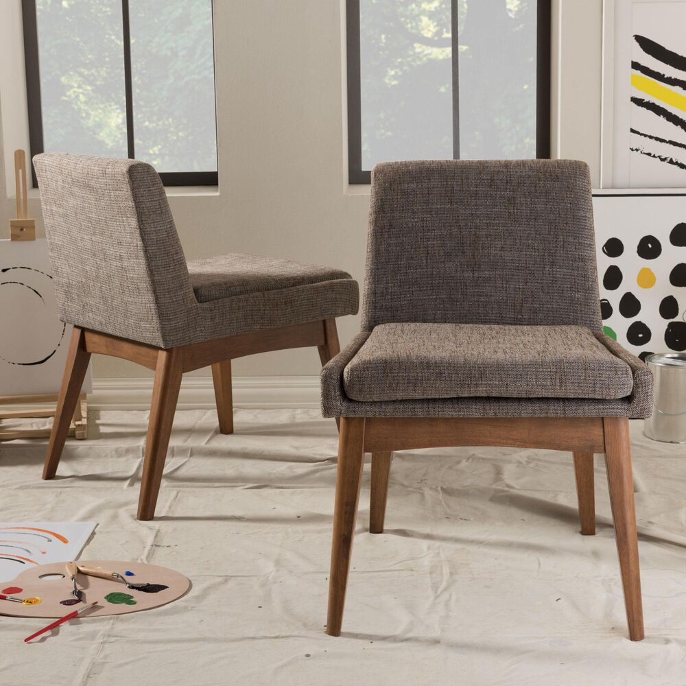 Baxton Studio Nexus Side Chair with Gravel Cushion in Walnut Brown (Set of 2), , large