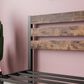 Hearth and Haven Twin Platform Bed with Slat Wood Headboard in Black and Rustic Brown, , large