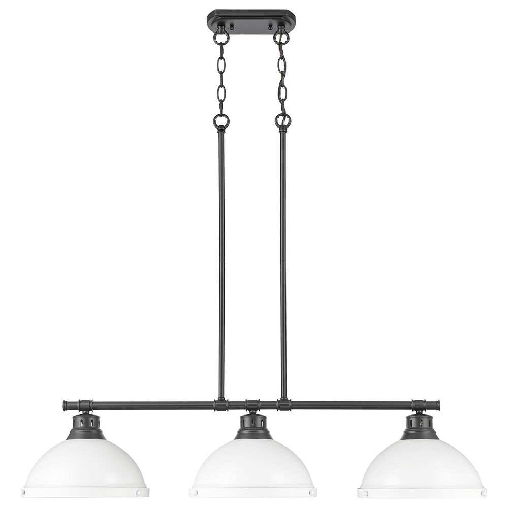 Golden Lighting Duncan 3-Light Pendant with Matte White Shade in Matte Black, , large