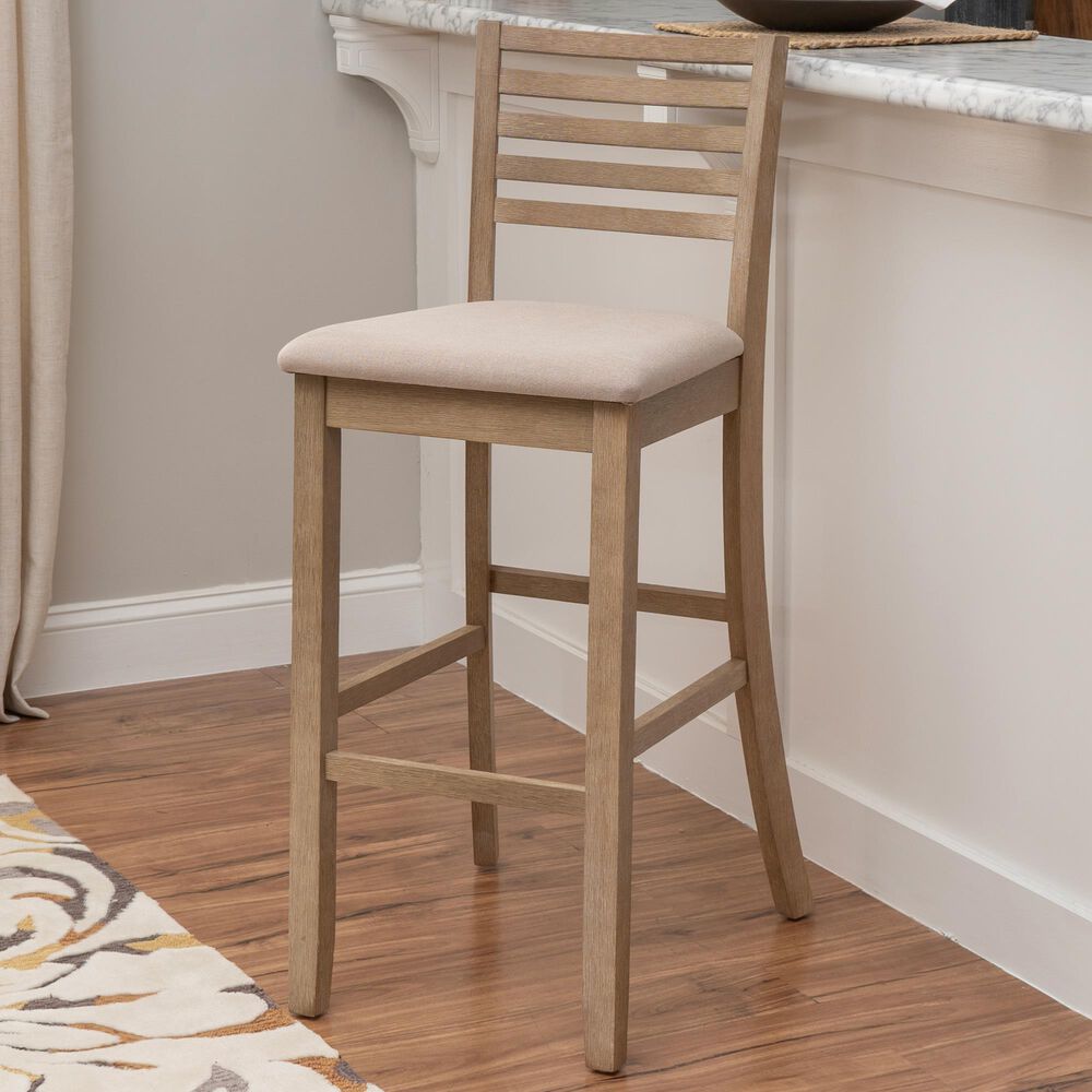 Linon Home Decor Torino Ladder Back Bar Stool in Grey Wash, , large