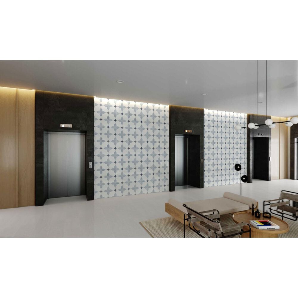 Soho Studio MJ Blue Blazingstar White Thassos, Blue Celeste and Azul Macauba 11" x 11" Marble Mosaic Sheet, , large