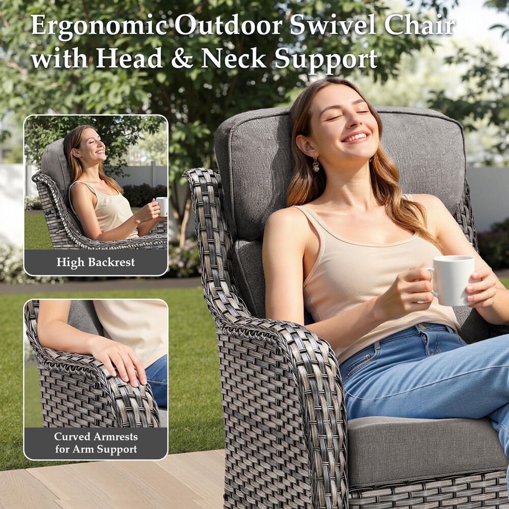 Sunwell Garden 4-Piece Firepit Set in Gray, , large