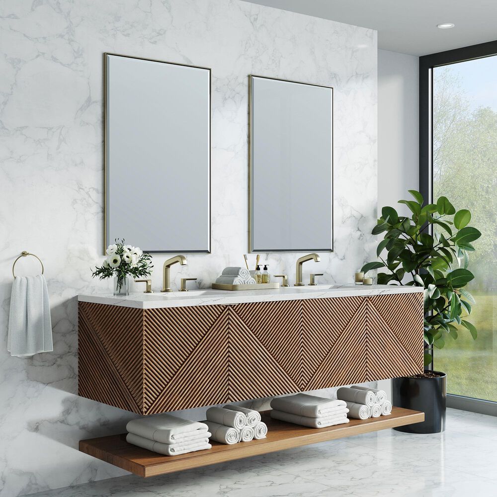 James Martin Vanities Marcello 72" Double Bathroom Vanity in Chestnut with 3 cm Ethereal Noctis Quartz Top and Rectangular Sinks, , large