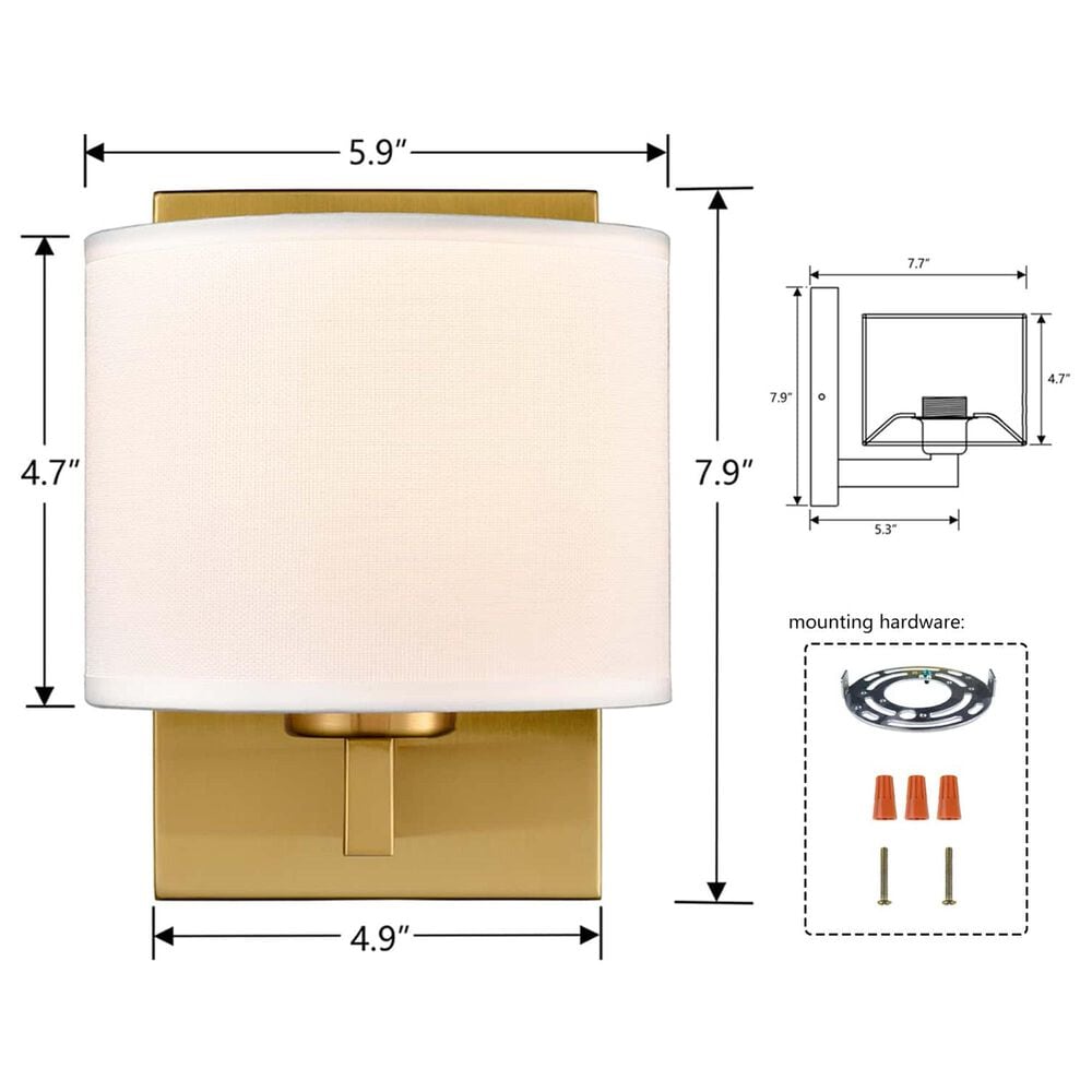 Claxy 1-Light Fabric Shade Wall Sconce in Gold &#40;Set of 2&#41;, , large