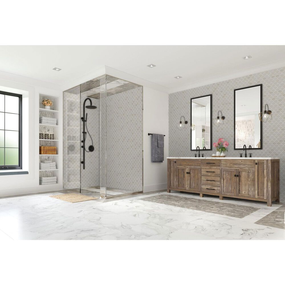 Dal-Tile Miramo Pearl 3&quot; Fan Undulated on 13.25&quot; x 12.75&quot; Ceramic Mosaic Sheet, , large
