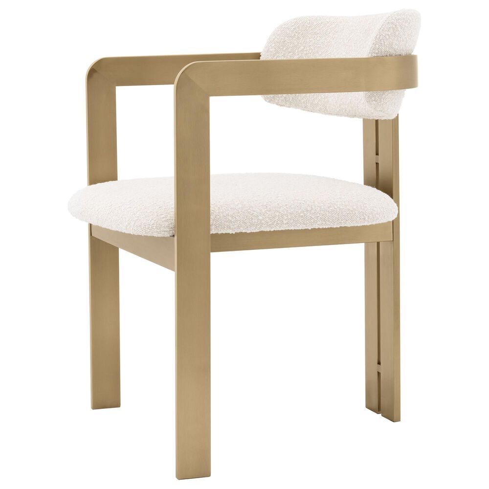 Eichholtz Donato Dining Chair with Boucle Cream Cushion in Brushed Brass, , large