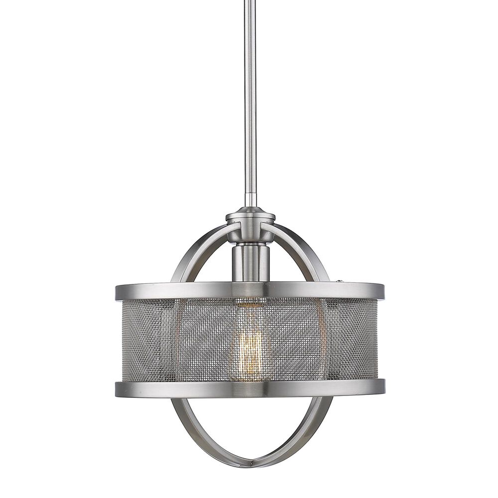 Golden Lighting Colson 1-Light Mini Pendant with Mesh Shade in Pewter, , large