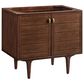 James Martin Vanities Amberly 36" Single Bathroom Vanity in Mid-Century Walnut with Single Hole 3 cm White Zeus Quartz Top and Rectangular Sink, , large