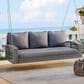 Hearth and Haven Go Outdoor 3-Seater PE Rattan Wicker Porch Swing Bench in Gray, , large