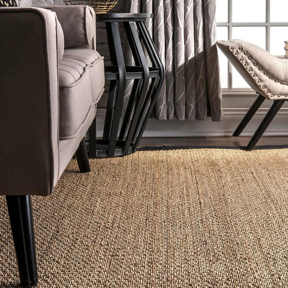 nuLOOM Seagrass BHSG01C 8' Square Black Area Rug Nebraska Furniture Mart