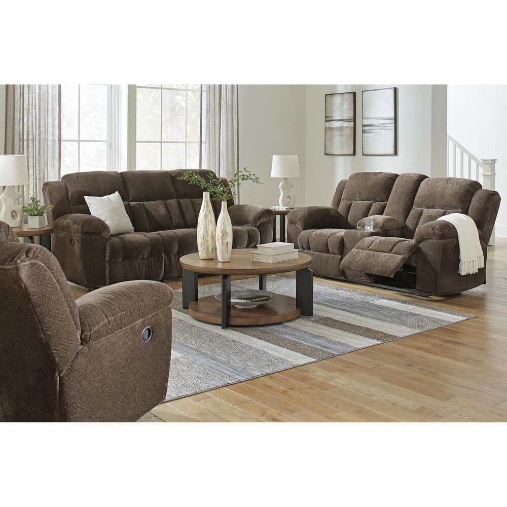 Ashley Frohn Manual Reclining Sofa in Chocolate, , large