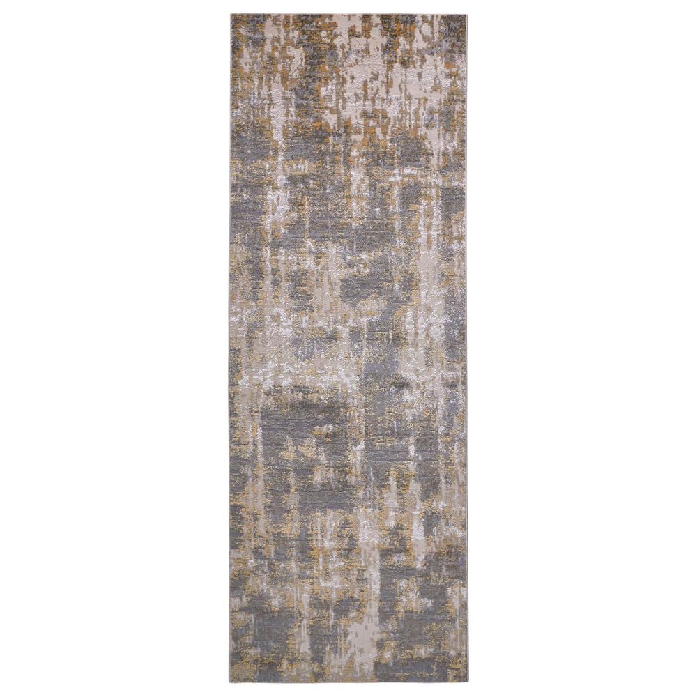 Feizy Waldor 2"10" x 7"10" Gold and Sterling Runner, , large