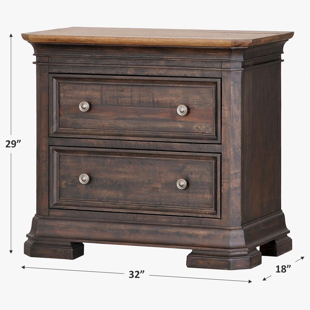 Cedar and Sage Grand Louie 2 Drawer Nightstand in Ebony and Wheat, , large