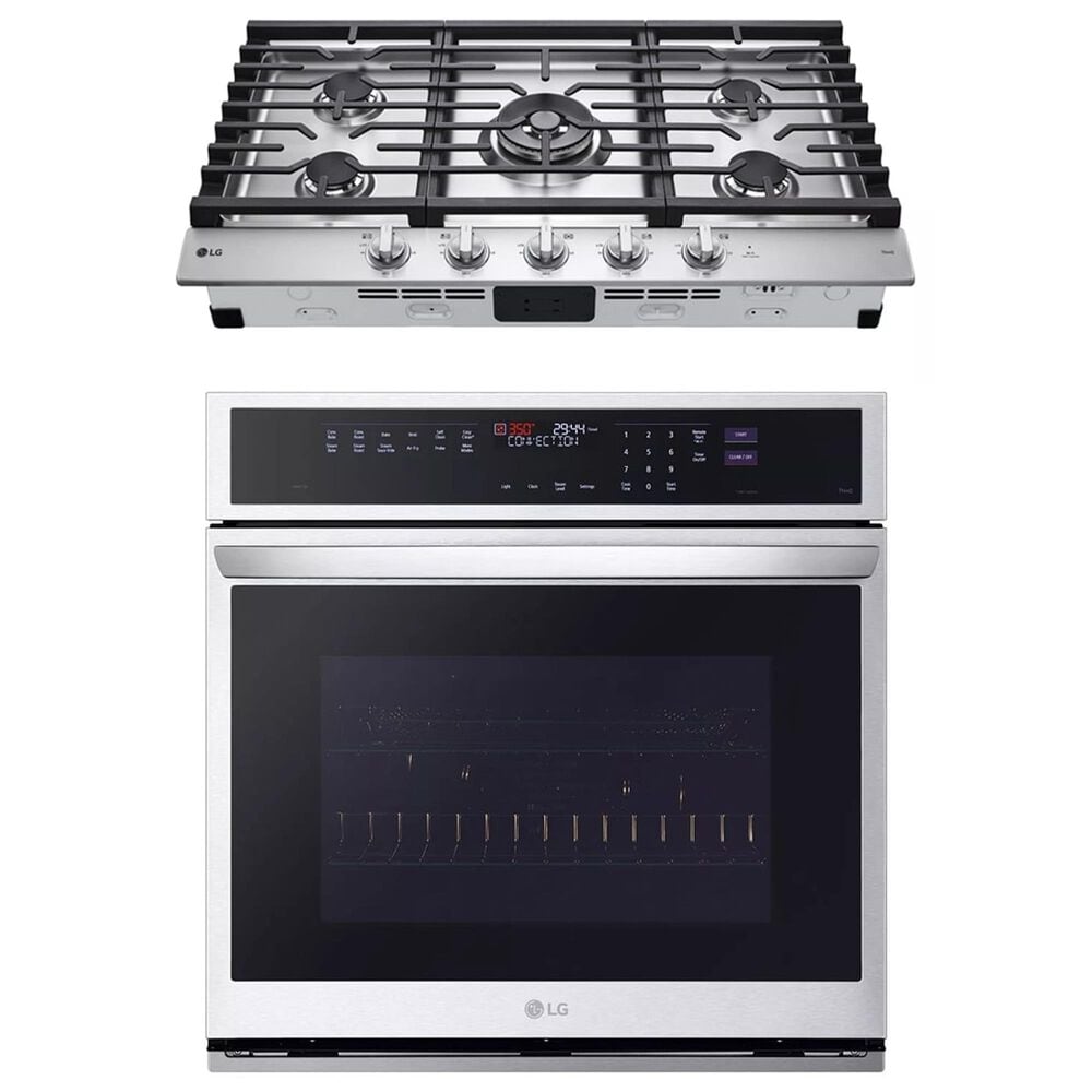 LG 2-Piece Kitchen Package with 4.7 Cu. Ft. Wall Oven and 36" Gas Cooktop in Print Proof Stainless Steel, , large