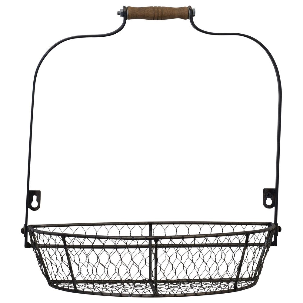 VIP Home and Garden Metal Wall Basket in Grey, , large